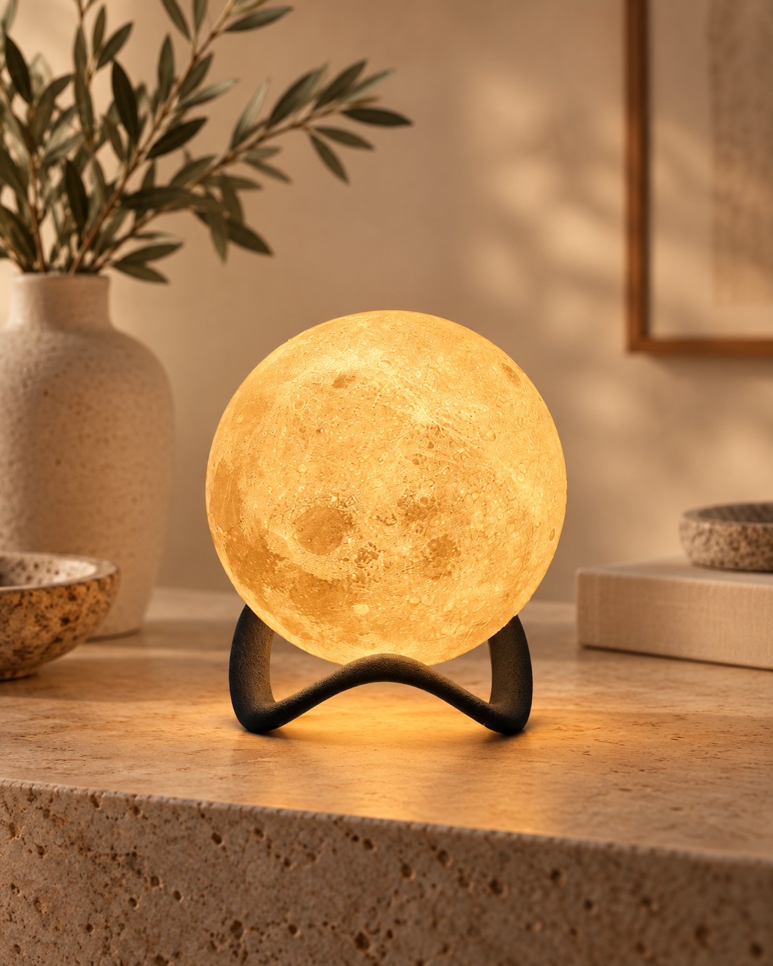 Lámpara Selene encendida en ambiente